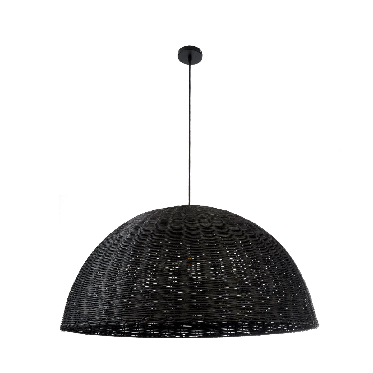 GloboStar® MONTANA 02384 Boho Κρεμαστό Φωτιστικό Καμπάνα Μονόφωτο 1 x E27 IP20 Μαύρο Ξύλο - Μ80 x Π80 x Υ40cm - ledmania.gr