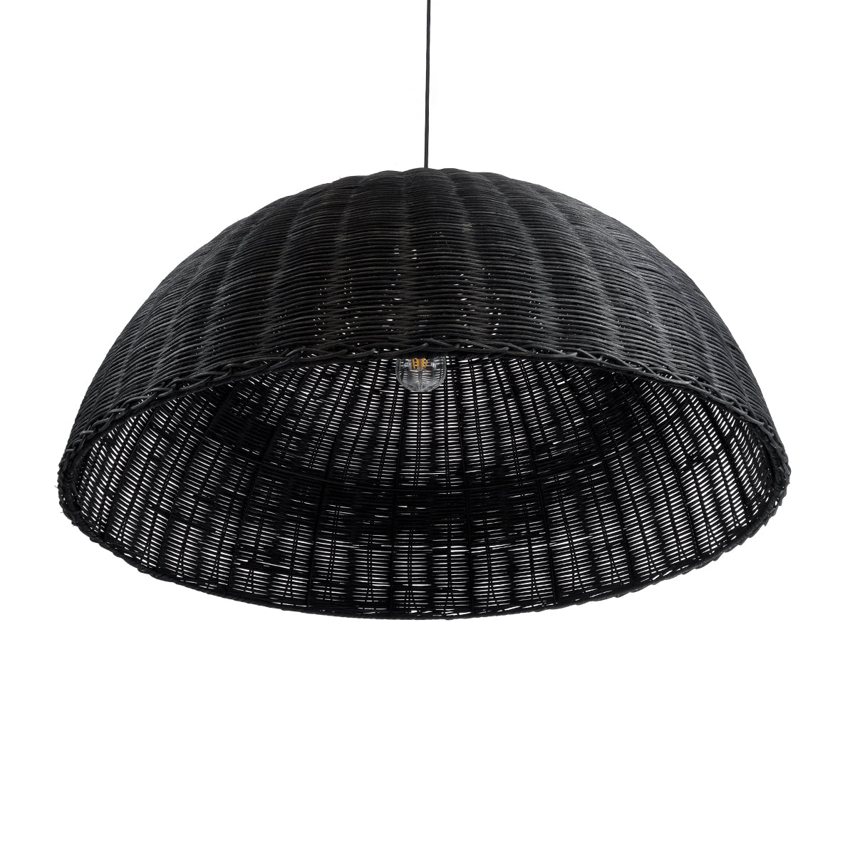 GloboStar® MONTANA 02384 Boho Κρεμαστό Φωτιστικό Καμπάνα Μονόφωτο 1 x E27 IP20 Μαύρο Ξύλο - Μ80 x Π80 x Υ40cm - ledmania.gr