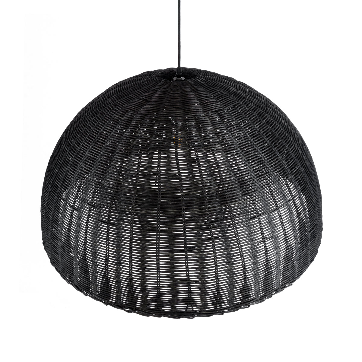 GloboStar® MONTANA 02384 Boho Κρεμαστό Φωτιστικό Καμπάνα Μονόφωτο 1 x E27 IP20 Μαύρο Ξύλο - Μ80 x Π80 x Υ40cm - ledmania.gr