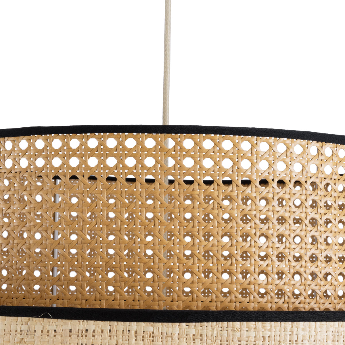 GloboStar® BRAVADO 02387 Boho Κρεμαστό Φωτιστικό Πλέγμα Μονόφωτο 1 x E27 IP20 Καφέ & Μπεζ Ξύλο - Μ70 x Π70 x Υ58cm - ledmania.gr