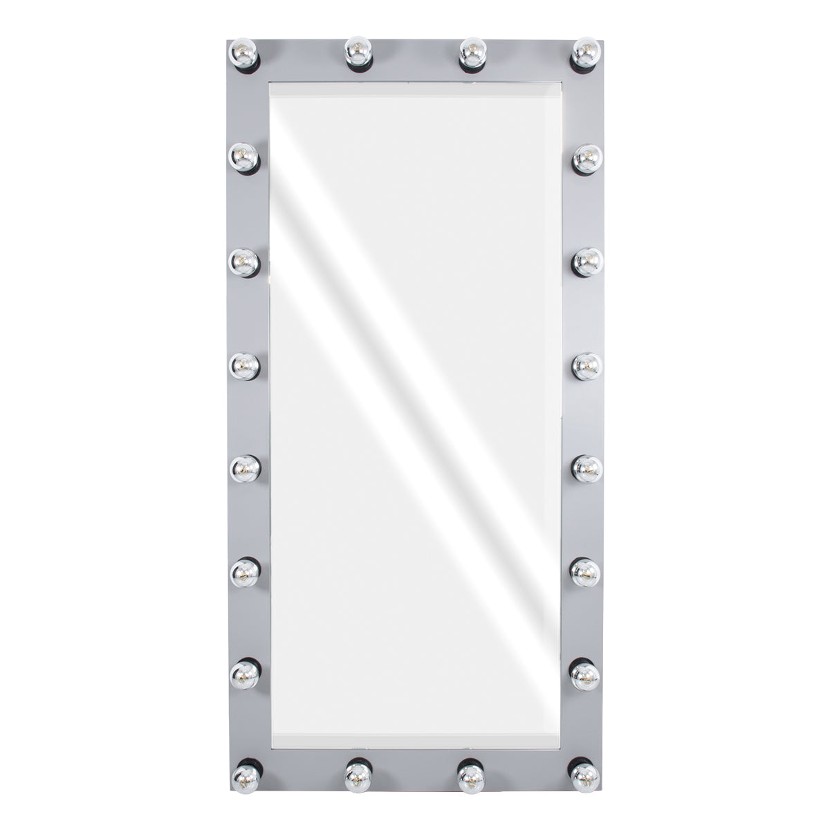 GloboStar® MAKEUP MIRROR-160x80-3 Μοντέρνος Καθρέπτης Μακιγιάζ με Πλαίσιο Φυσικού Ξύλου με Διακόπτη On/Off 20 x E27 AC220-240V - Μ80 x Π7 x Υ160cm - Γκρι Τσιμέντου - ledmania.gr