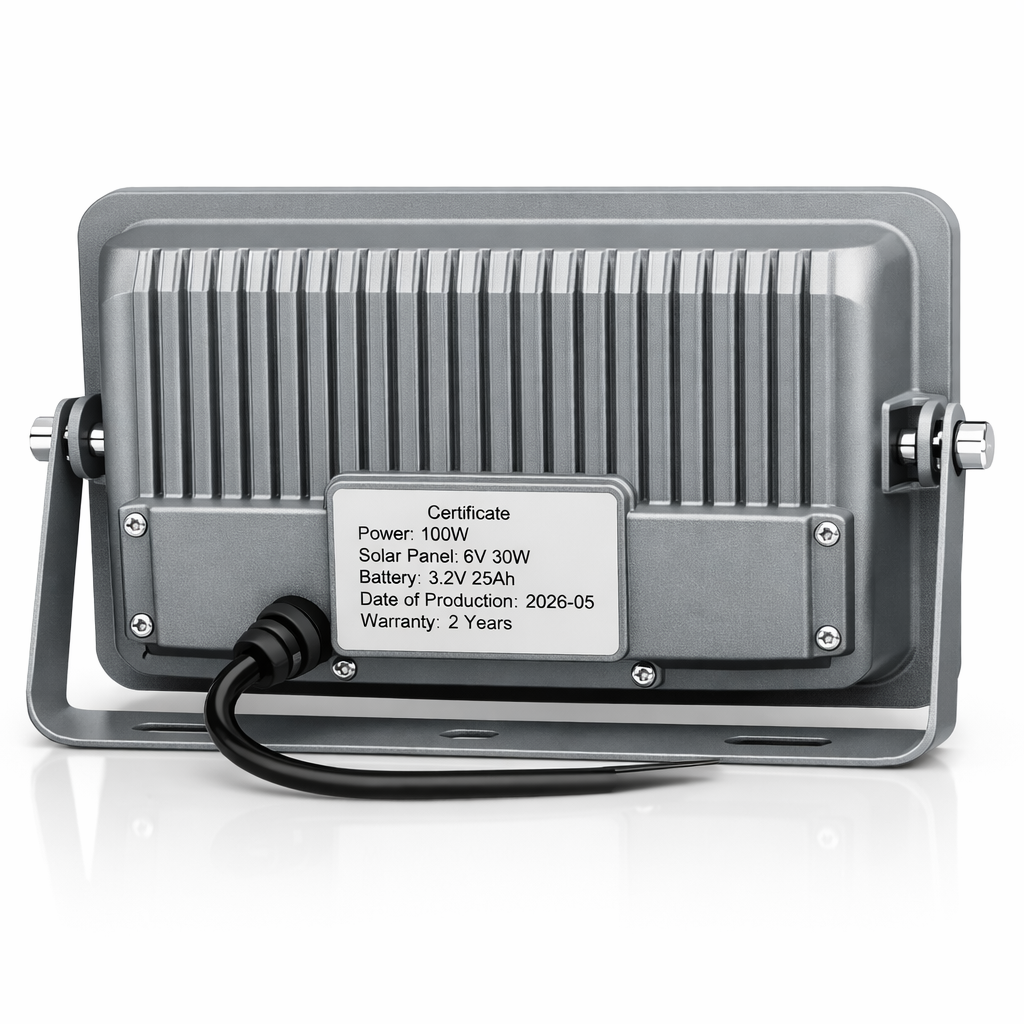 Solar LED Προβολέας 100W με Μεγάλη Μπαταρία 25Ah Ψυχρό Λευκό