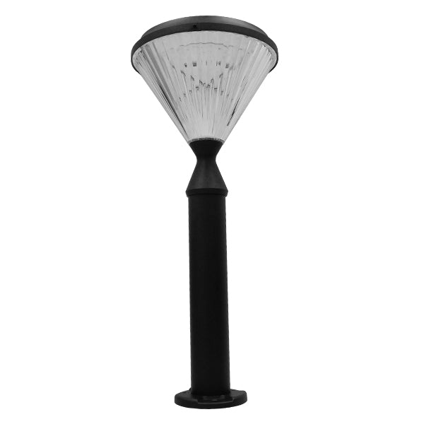 GLOBOSTAR® VEGGIE 12120 Φωτιστικό Κολωνάκι Κήπου LED 10W 500lm 120° με Ενσωματωμένο Φωτοβολταϊκό Panel 6V 2W & Επαναφορτιζόμενη Μπαταρία Li-ion 3.2V 6000mAh με Αισθητήρα Ημέρας-Νύχτας Αδιάβροχο IP65 Ψυχρό Λευκό 6000K - Μαύρο - Μ26 x Π26 x Υ60cm - 2 Χρό...