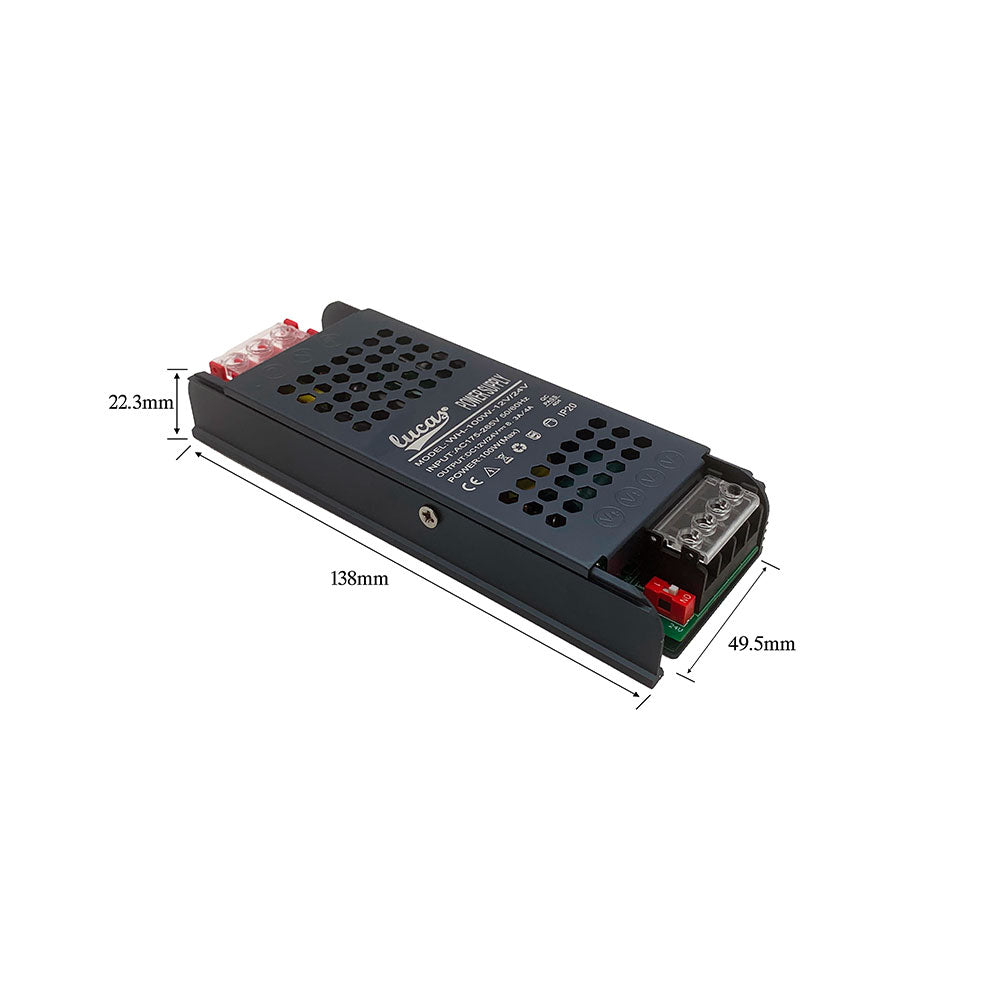 Τροφοδοτικό Αλουμινίου 100w 230V AC 12-24V DC IP20 - ledmania.gr