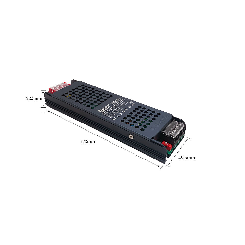 Τροφοδοτικό Αλουμινίου 150w 230V AC 12-24V DC IP20 - ledmania.gr