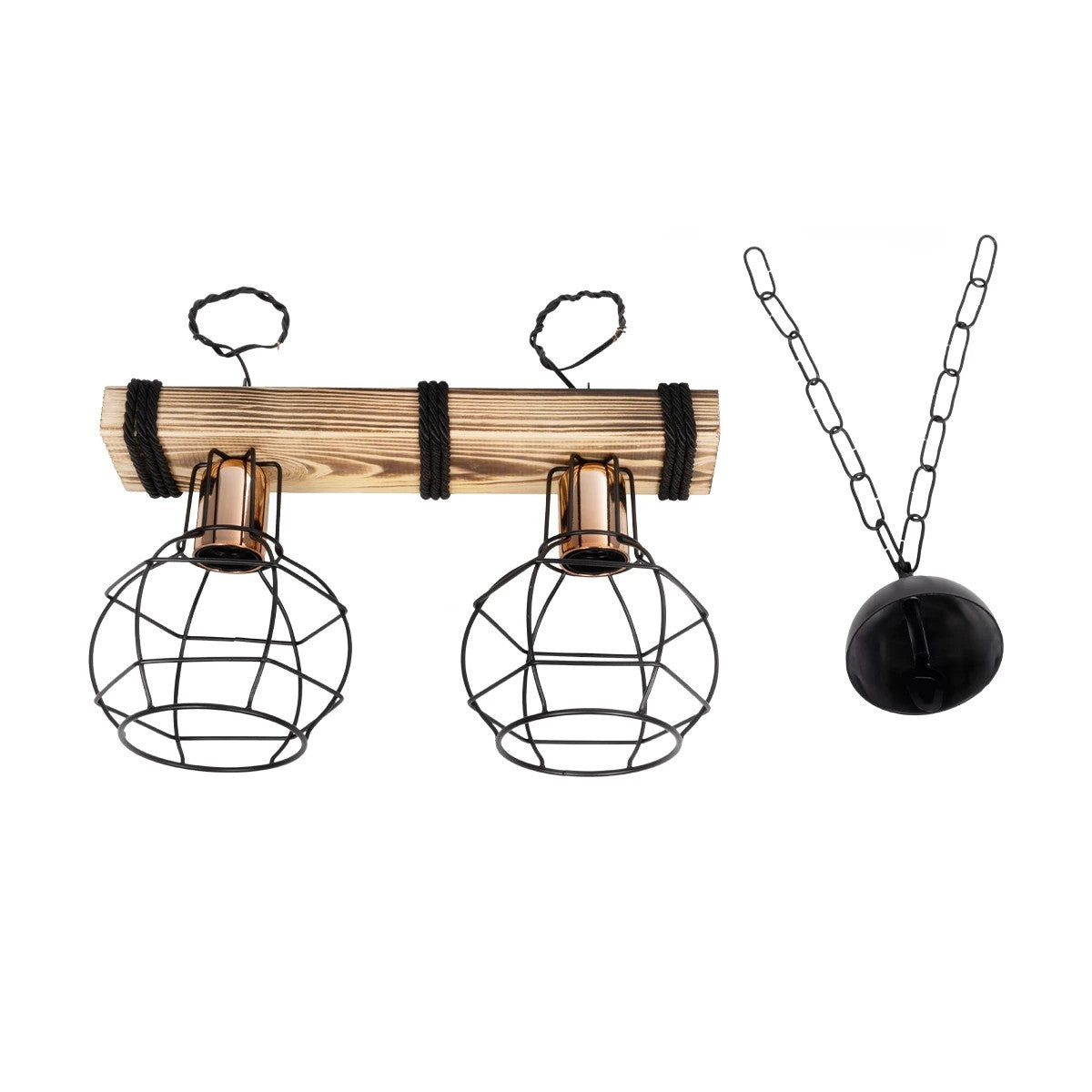GLOBOSTAR® STARLO 201-0005 Vintage Κρεμαστό Φωτιστικό Οροφής με Ντουί 2 x E27 AC 220-240V IP20 - Μπεζ & Μαύρο - Μ38 x Π16 x Υ23cm