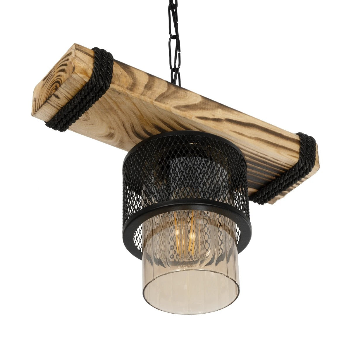 GLOBOSTAR® GLORA 201-0007 Vintage Κρεμαστό Φωτιστικό Οροφής με Ντουί 1 x E27 AC 220-240V IP20 - Μπεζ & Μαύρο - Μ29 x Π12 x Υ21cm