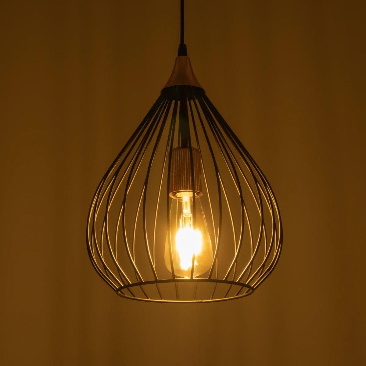 GLOBOSTAR® RADIARO 201-0015 Vintage Κρεμαστό Φωτιστικό Οροφής με Ντουί 1 x E27 AC 220-240V IP20 - Μαύρο & Χάλκινο - Μ26 x Π26 x Υ35cm