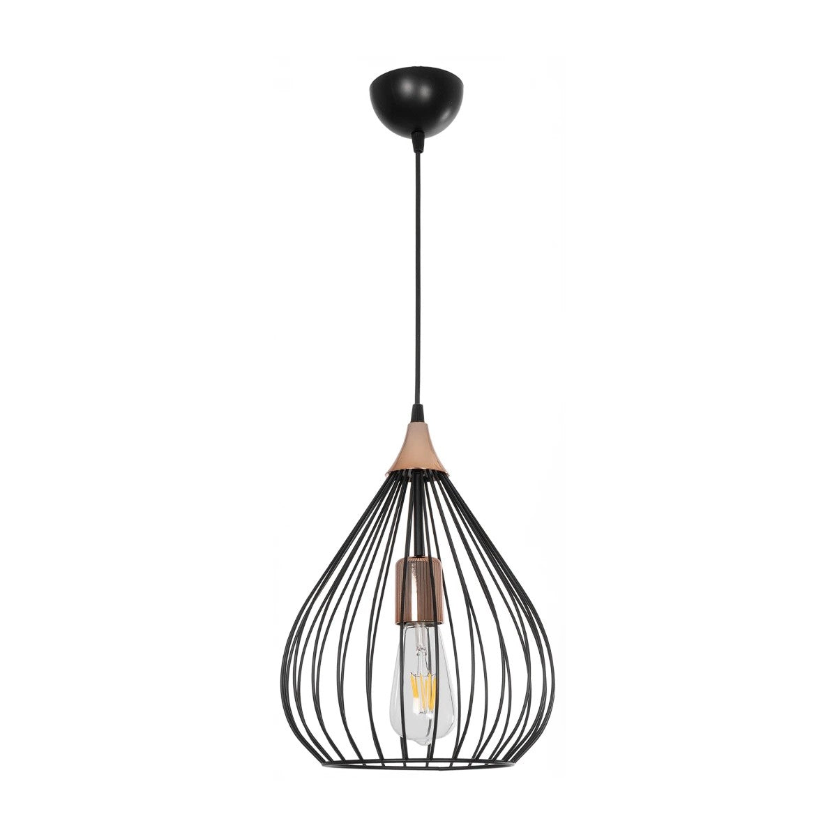 GLOBOSTAR® RADIARO 201-0015 Vintage Κρεμαστό Φωτιστικό Οροφής με Ντουί 1 x E27 AC 220-240V IP20 - Μαύρο & Χάλκινο - Μ26 x Π26 x Υ35cm