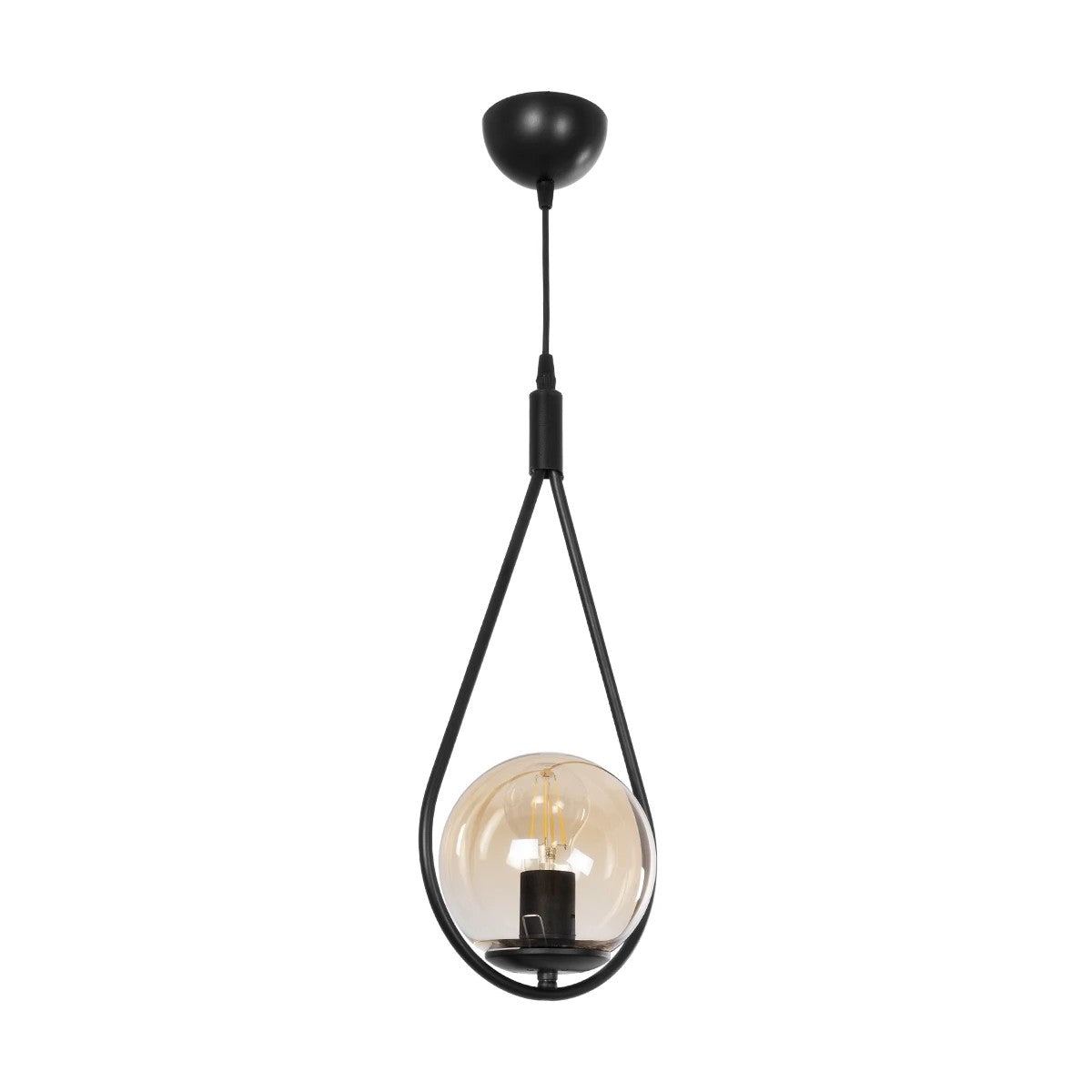 GLOBOSTAR® DROP 201-0016 Vintage Κρεμαστό Φωτιστικό Οροφής με Ντουί 1 x E27 AC 220-240V IP20 - Μαύρο & Μελί - Μ20 x Π15 x Υ47cm