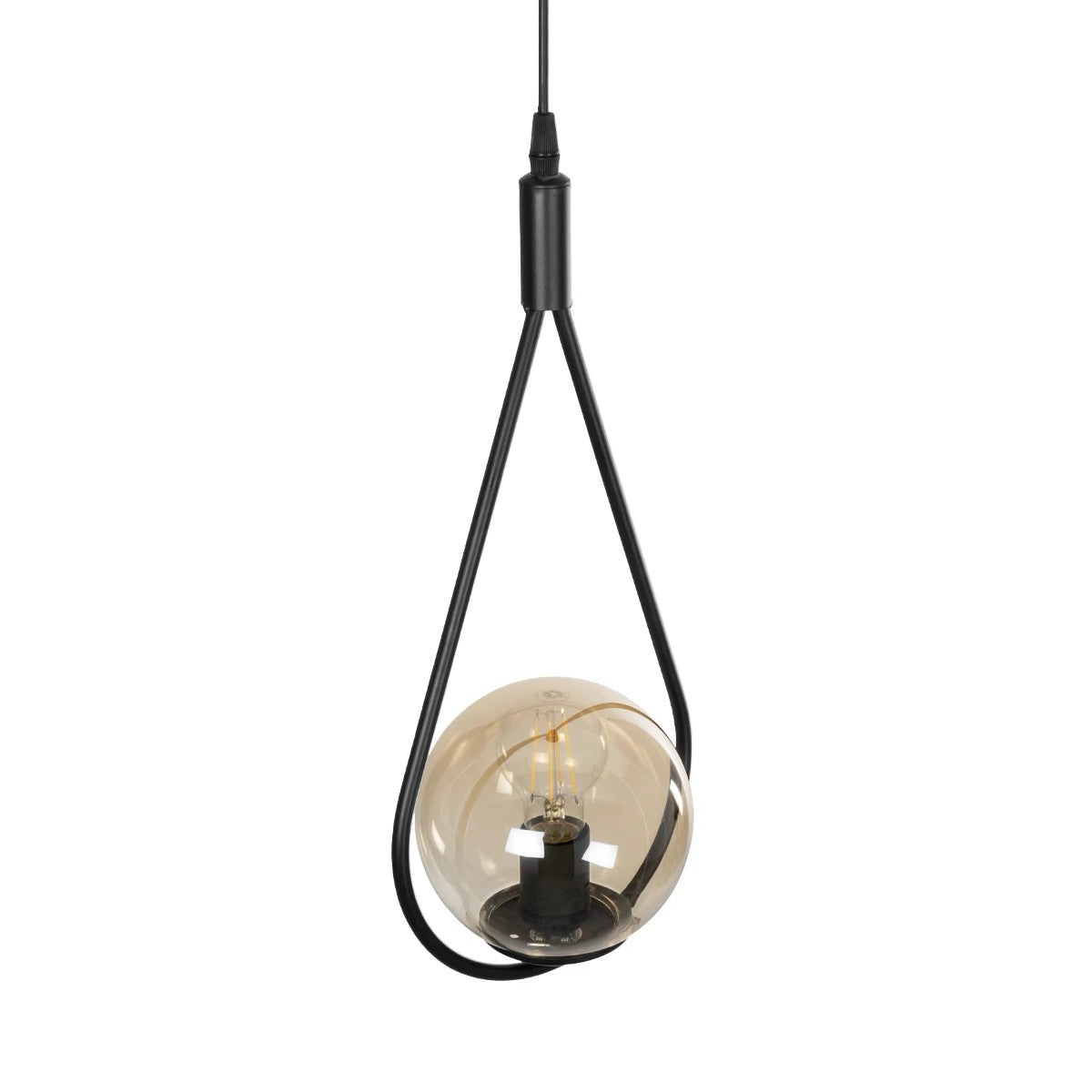 GLOBOSTAR® DROP 201-0016 Vintage Κρεμαστό Φωτιστικό Οροφής με Ντουί 1 x E27 AC 220-240V IP20 - Μαύρο & Μελί - Μ20 x Π15 x Υ47cm