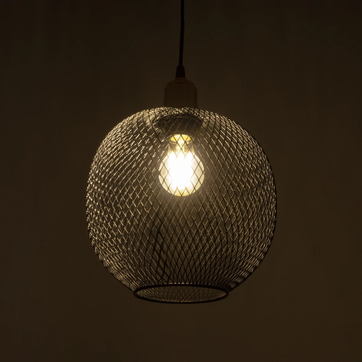 GLOBOSTAR® WIRE LE-201-0019 Μοντέρνο Κρεμαστό Φωτιστικό Οροφής με Ντουί 1 x E27 AC 220-240V IP20 - Μαύρο & Χρυσό - Μ25 x Π25 x Υ32cm