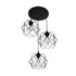 GLOBOSTAR® DAZLA 201-0024 Vintage Κρεμαστό Φωτιστικό Οροφής με Ντουί 3 x E27 AC 220-240V IP20 - Μαύρο - Μ47 x Π47 x Υ60cm
