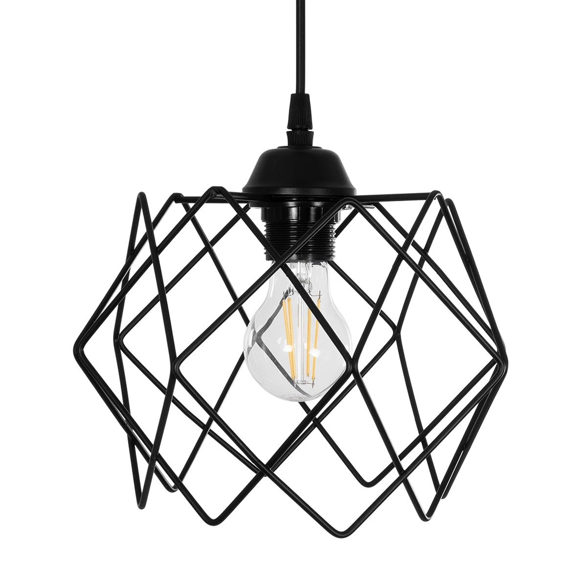 GLOBOSTAR® DAZLA 201-0024 Vintage Κρεμαστό Φωτιστικό Οροφής με Ντουί 3 x E27 AC 220-240V IP20 - Μαύρο - Μ47 x Π47 x Υ60cm