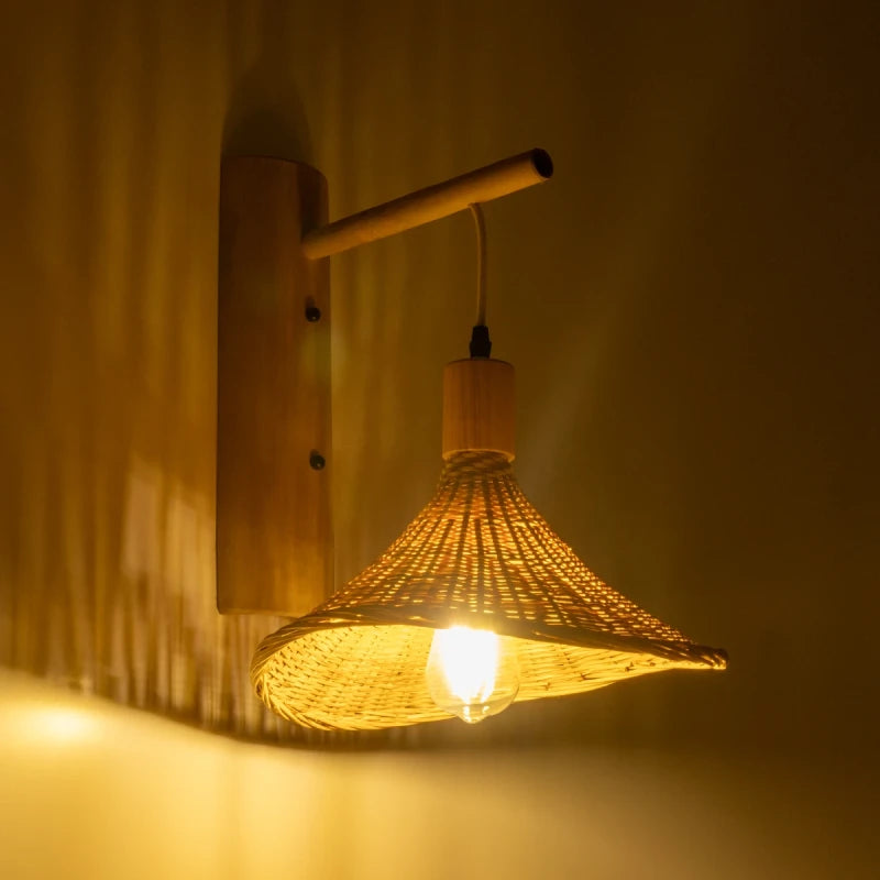 GLOBOSTAR® KALIA 01964 Boho Φωτιστικό Τοίχου - Απλίκα με Ντουί 1 x E27 AC 220-240V IP20 - Μπεζ - Μ33 x Π36 x Υ42cm