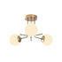 GloboStar® SHINY 201-0028 Vintage Φωτιστικό Οροφής Μπάλα Τρίφωτο 3 x E27 IP20 Χρυσό Μέταλλο με Γαλακτερή Μπάλα - Μ35 x Π35 x Υ60cm - ledmania.gr