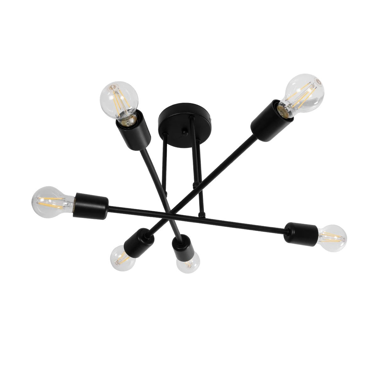 GLOBOSTAR® LAMIRA 201-0029 Μοντέρνο Φωτιστικό Οροφής με Ντουί 6 x E27 AC 220-240V IP20 - Μαύρο - Μ51 x Π51 x Υ7cm