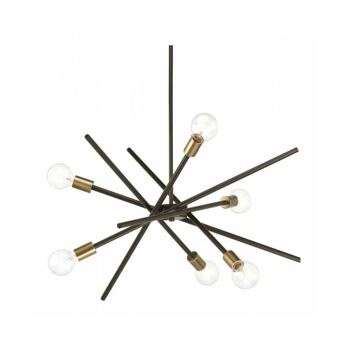 GloboStar® SUNFY 201-0030 Μοντέρνο Φωτιστικό Οροφής Πλέγμα Πολύφωτο 6 x E27 IP20 Μαύρο με Μπρονζέ Μέταλλο - Μ60 x Π70 x Υ60cm - ledmania.gr