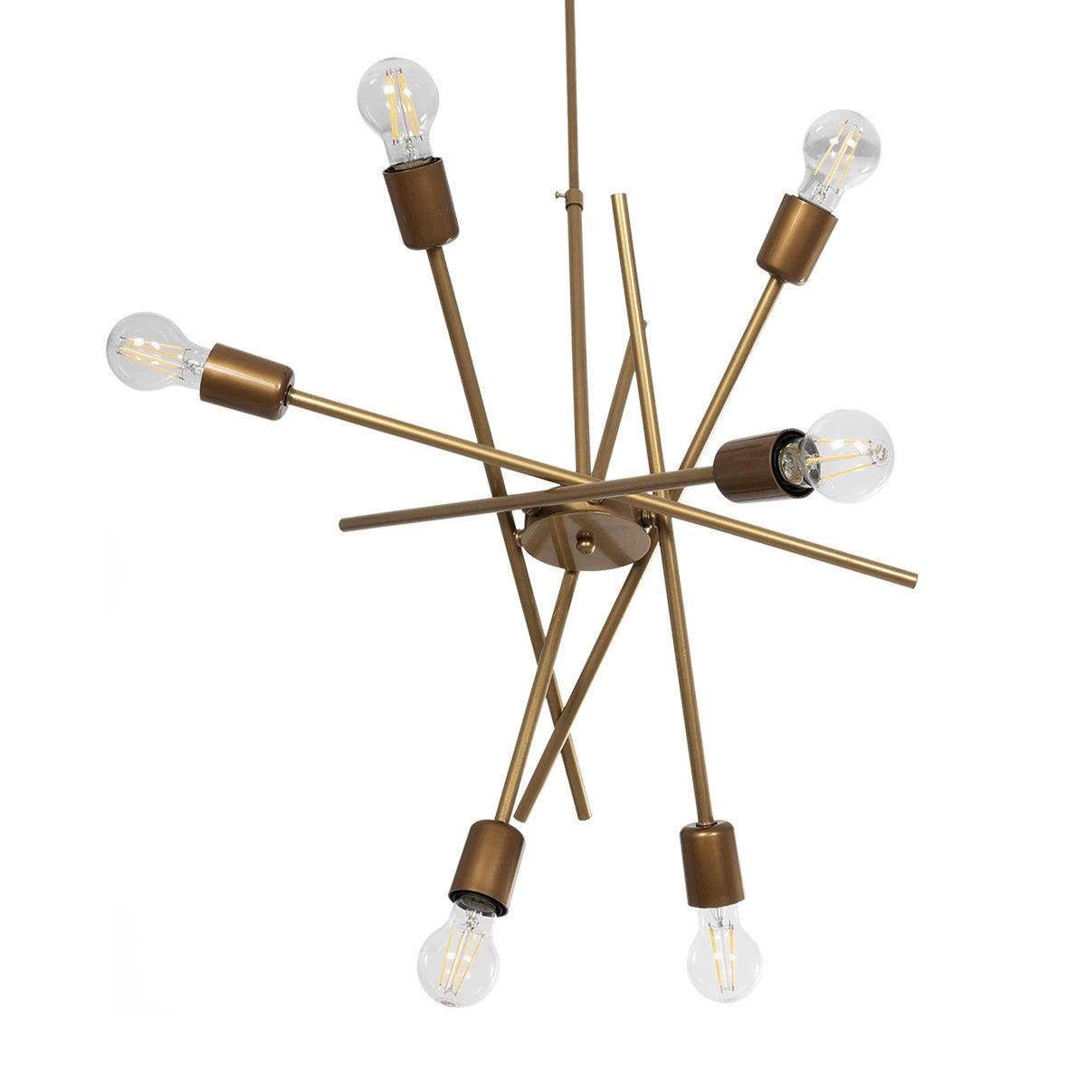 GLOBOSTAR® SUNFY 201-0033 Μοντέρνο Κρεμαστό Φωτιστικό Οροφής με Ντουί 6 x E27 AC 220-240V IP20 - Χρυσό - Μ57 x Π57 x Υ85cm