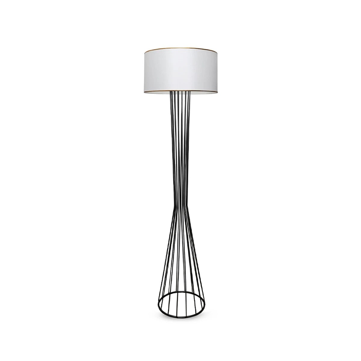 GloboStar® NOVA 201-0036 Μοντέρνο Επιδαπέδιο Φωτιστικό 1 x E27 IP20 Μαύρο Μεταλλό με Λευκό Ύφασμα - Μ38 x Π38 x Υ155cm - ledmania.gr