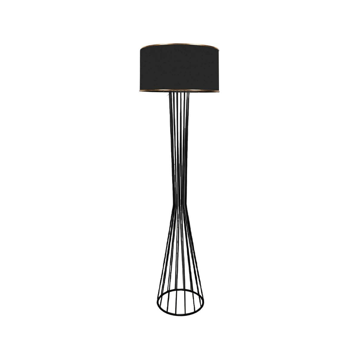 GloboStar® NOVA 201-0037 Μοντέρνο Επιδαπέδιο Φωτιστικό 1 x E27 IP20 Μαύρο Μεταλλό με Μαύρο Ύφασμα - Μ38 x Π38 x Υ155cm - ledmania.gr