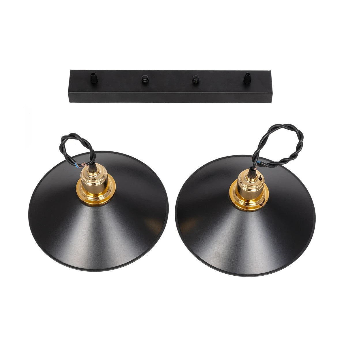 GloboStar® LUCANA 201-0043 Vintage Κρεμαστό Φωτιστικό Ράγα Δίφωτο 2 x E27 IP20 Μαύρο Μέταλλο - Μ40 x Π25 x Υ75cm - ledmania.gr