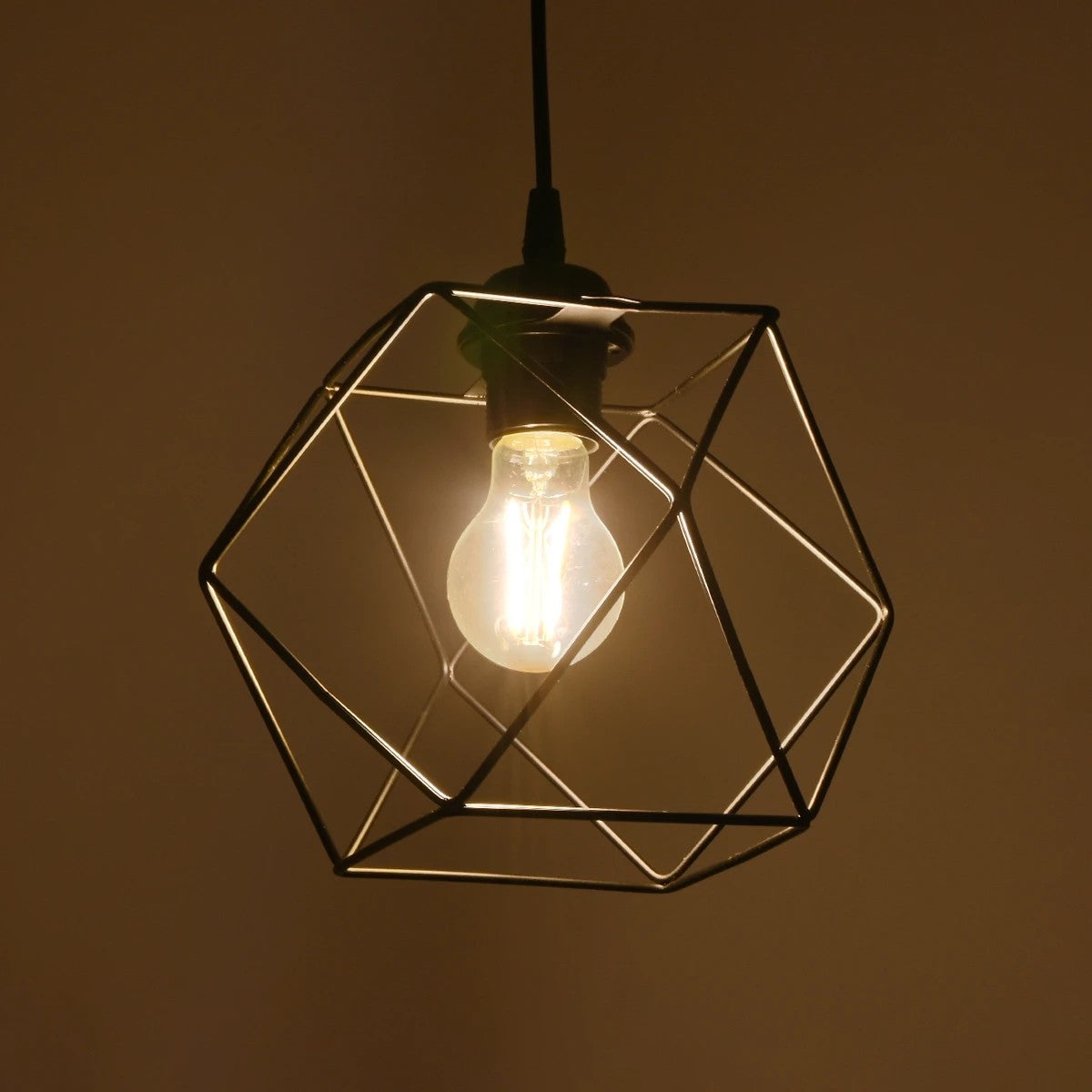 GLOBOSTAR® SOLIS 201-0045 Vintage Κρεμαστό Φωτιστικό Οροφής με Ντουί 1 x E27 AC 220-240V IP20 - Μαύρο - Μ25 x Π25 x Υ24cm