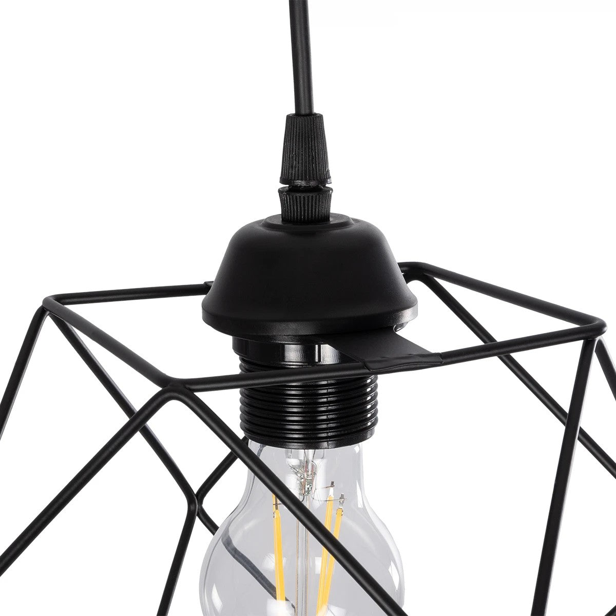 GLOBOSTAR® SOLIS 201-0045 Vintage Κρεμαστό Φωτιστικό Οροφής με Ντουί 1 x E27 AC 220-240V IP20 - Μαύρο - Μ25 x Π25 x Υ24cm