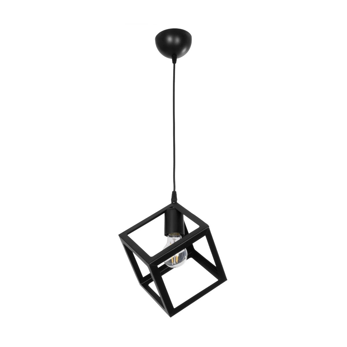 GLOBOSTAR® DISE 201-0049 Μοντέρνο Κρεμαστό Φωτιστικό Οροφής με Ντουί 1 x E27 AC 220-240V IP20 - Μαύρο - Μ28 x Π28 x Υ29cm