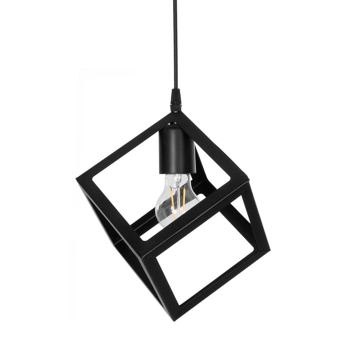 GLOBOSTAR® DISE 201-0049 Μοντέρνο Κρεμαστό Φωτιστικό Οροφής με Ντουί 1 x E27 AC 220-240V IP20 - Μαύρο - Μ28 x Π28 x Υ29cm