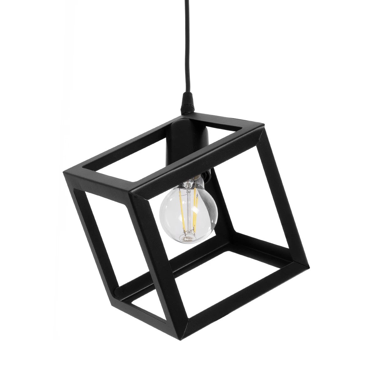 GLOBOSTAR® DISE 201-0049 Μοντέρνο Κρεμαστό Φωτιστικό Οροφής με Ντουί 1 x E27 AC 220-240V IP20 - Μαύρο - Μ28 x Π28 x Υ29cm