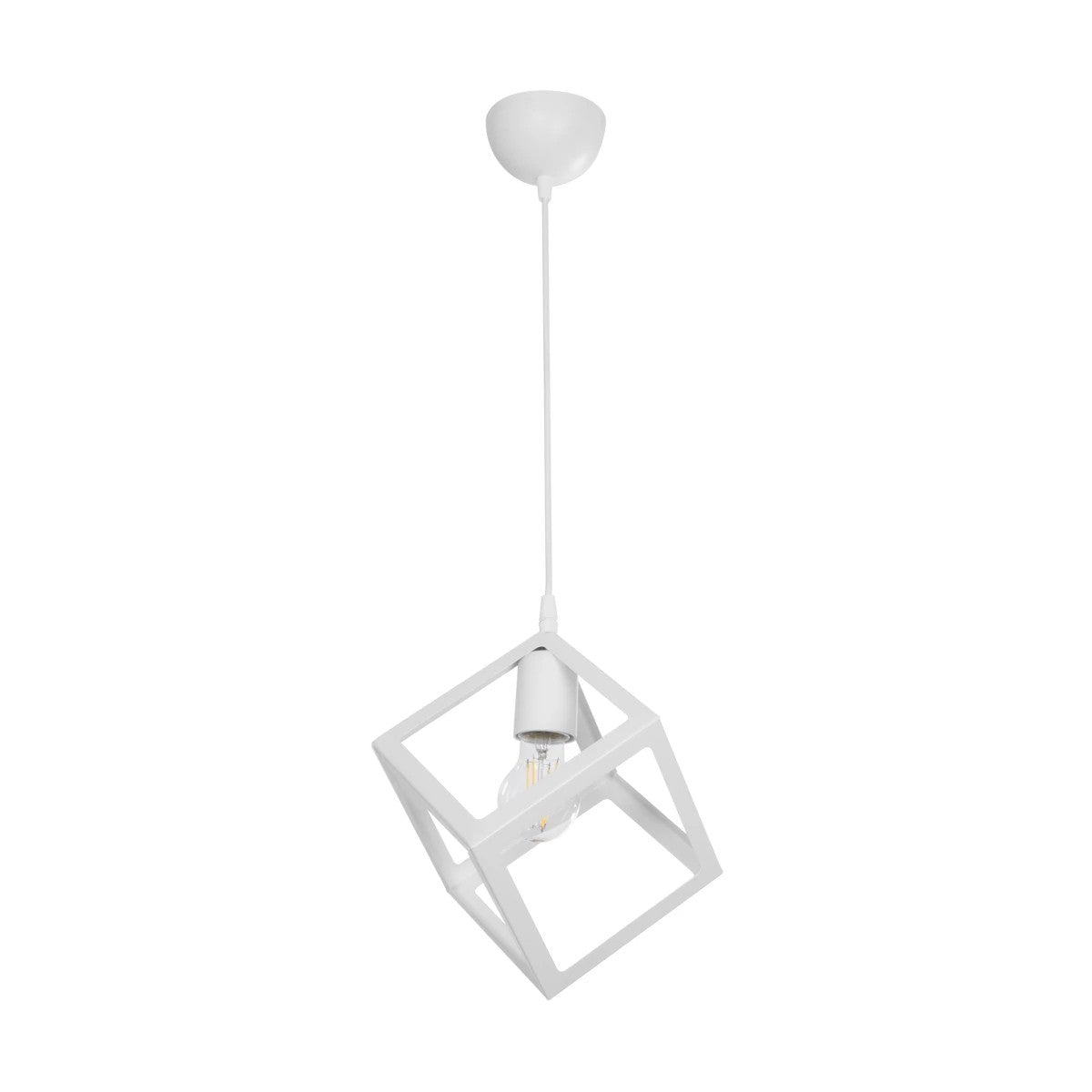 GLOBOSTAR® DISE 201-0052 Μοντέρνο Κρεμαστό Φωτιστικό Οροφής με Ντουί 1 x E27 AC 220-240V IP20 - Λευκό - Μ28 x Π28 x Υ31cm - ledmania.gr