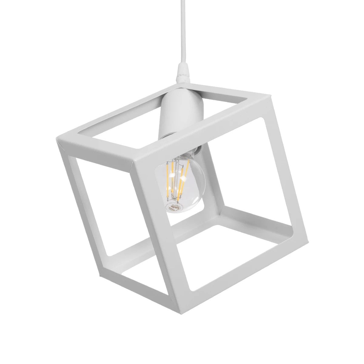 GLOBOSTAR® DISE 201-0052 Μοντέρνο Κρεμαστό Φωτιστικό Οροφής με Ντουί 1 x E27 AC 220-240V IP20 - Λευκό - Μ28 x Π28 x Υ31cm - ledmania.gr