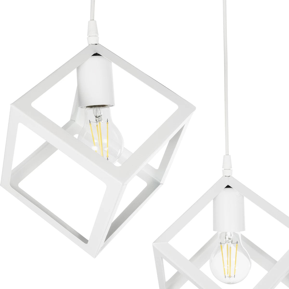 GLOBOSTAR® DISE 201-0053 Μοντέρνο Κρεμαστό Φωτιστικό Οροφής με Ντουί 2 x E27 AC 220-240V IP20 - Λευκό - Μ50 x Π30 x Υ50cm