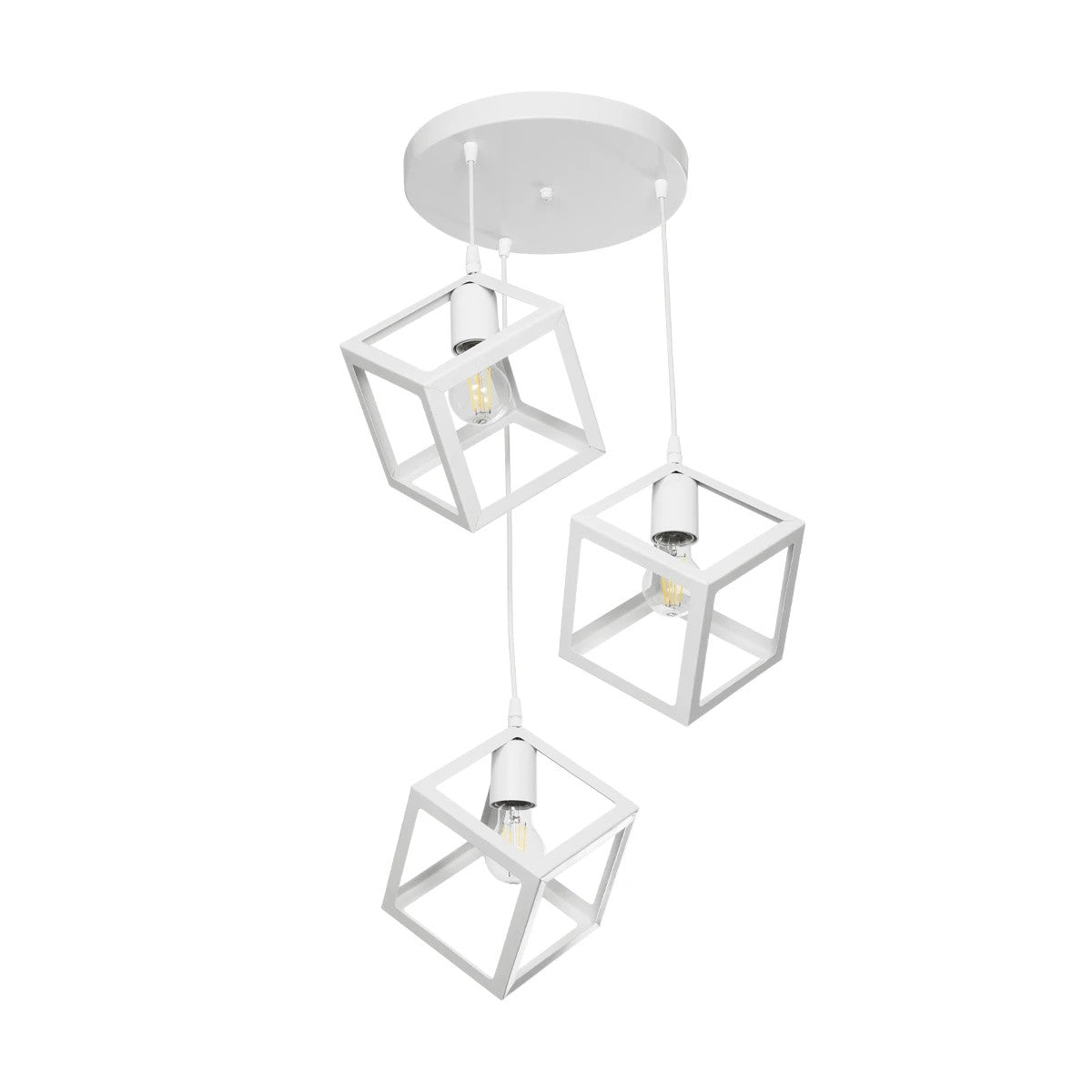 GLOBOSTAR® DISE 201-0054 Μοντέρνο Κρεμαστό Φωτιστικό Οροφής με Ντουί 3 x E27 AC 220-240V IP20 - Λευκό - Μ48 x Π48 x Υ65cm