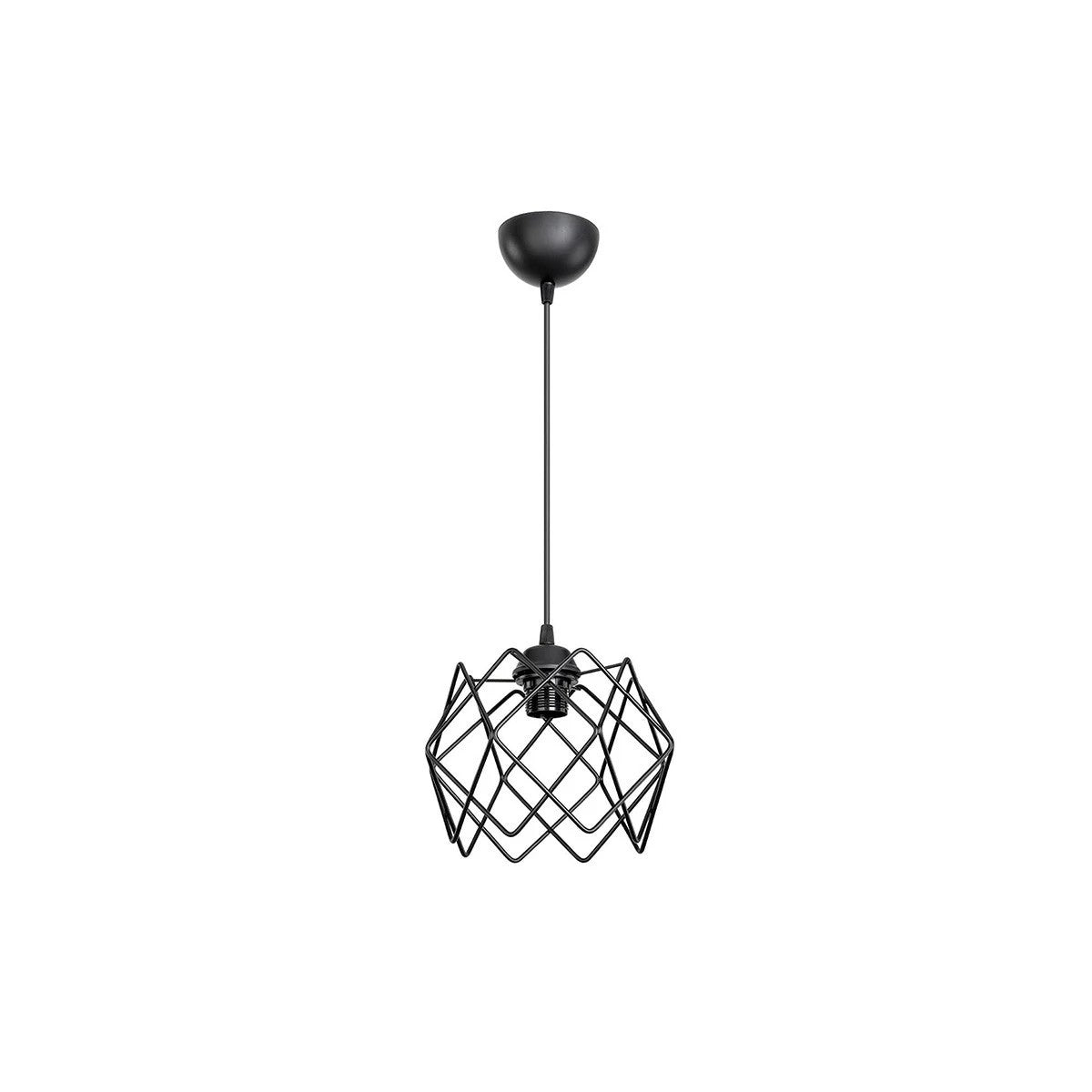 GloboStar® SOLON 201-0059 Μοντέρνο Κρεμαστό Φωτιστικό Πλέγμα Μονόφωτο 1 x E27 IP20 Μαύρο Μέταλλο - Μ22 x Π22 x Υ70cm - ledmania.gr
