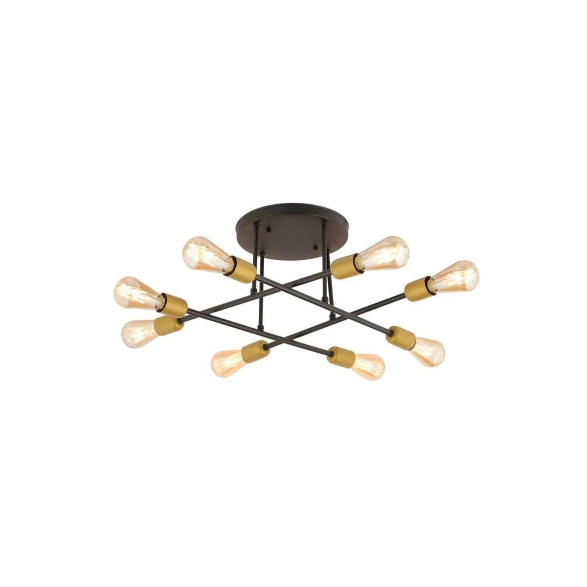 GloboStar® BLAZEA 201-0064 Vintage Οροφής Πλέγμα Πολύφωτο 8 x E27 IP20 Μπρονζέ με Μαύρο Μέταλλο - Μ40 x Π40 x Υ25cm - ledmania.gr