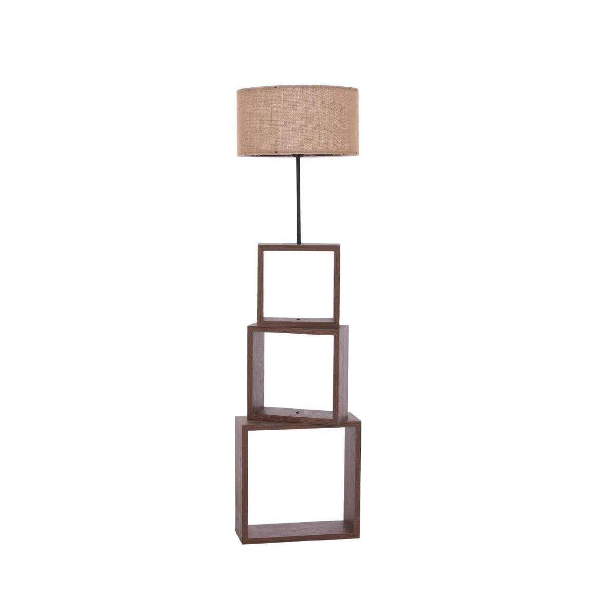 GloboStar® LUMO 201-0073 Μοντέρνο Επιδαπέδιο Φωτιστικό Μονόφωτο 1 x E27 IP20 Καρυδί Ξύλο με Μπεζ Ύφασμα - Μ37 x Π37 x Υ155cm - ledmania.gr