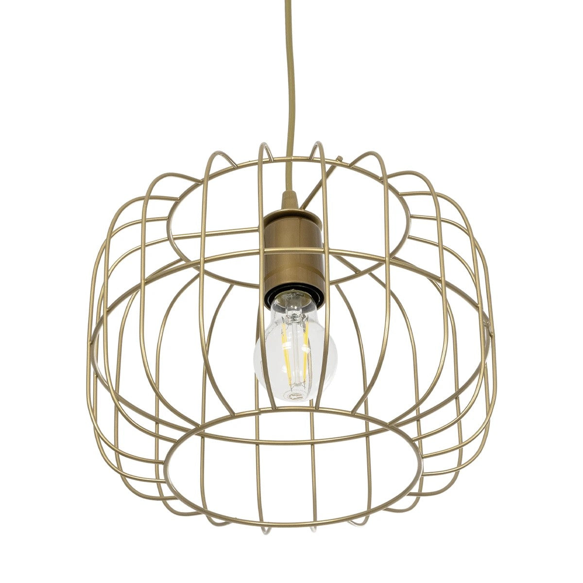 GLOBOSTAR® LUCANA 201-0074 Vintage Κρεμαστό Φωτιστικό Οροφής με Ντουί 1 x E27 AC 220-240V IP20 - Χρυσό - Μ29 x Π29 x Υ23cm