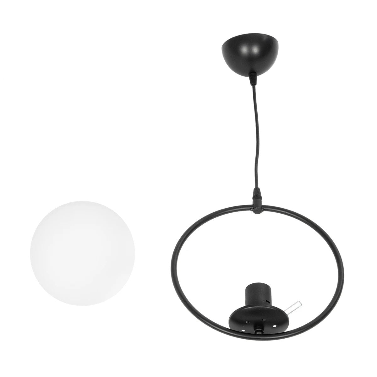 GLOBOSTAR® CIRCLE 201-0075 Vintage Κρεμαστό Φωτιστικό Οροφής με Ντουί 1 x E27 AC 220-240V IP20 - Μαύρο & Λευκό - Μ26 x Π26 x Υ29cm