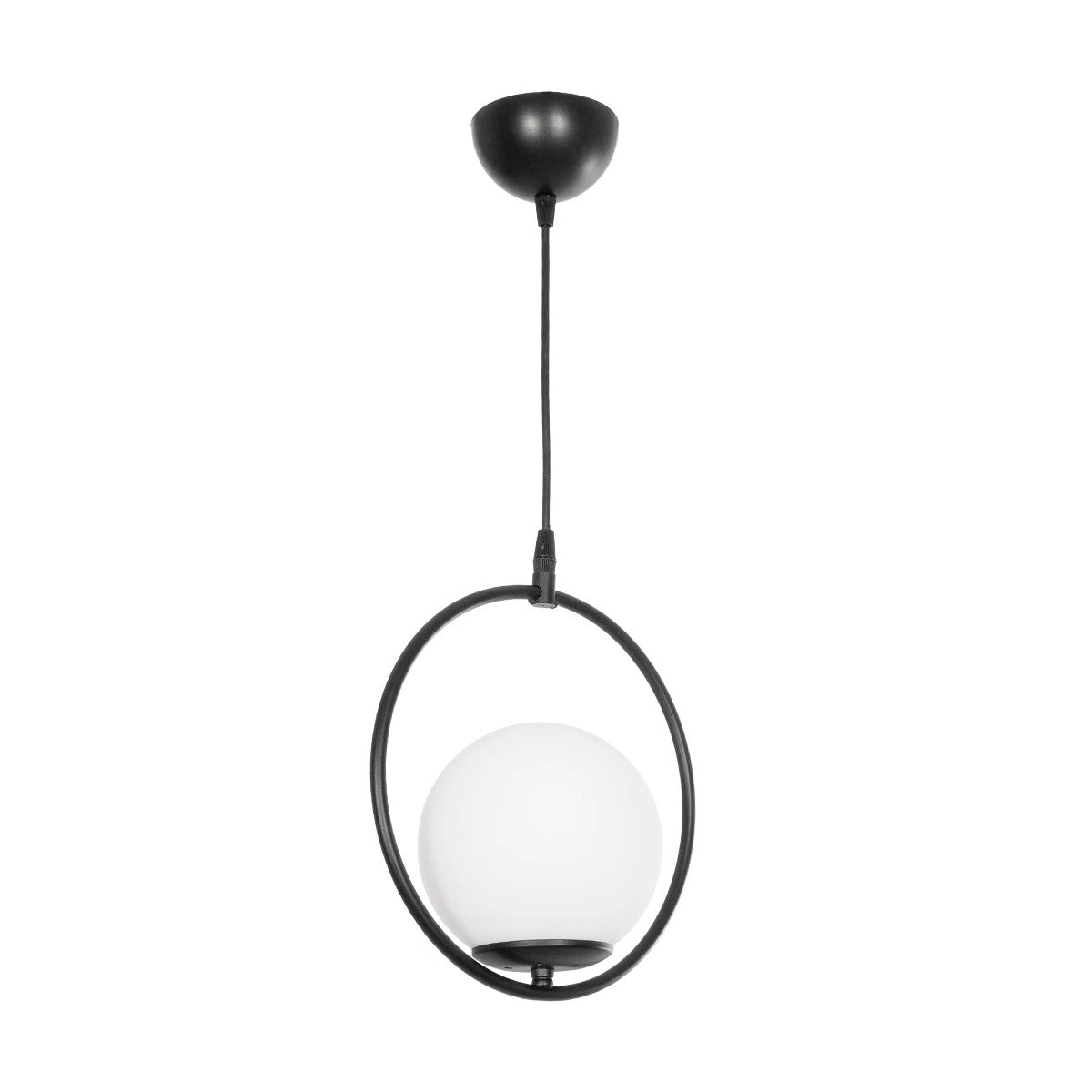 GLOBOSTAR® CIRCLE 201-0075 Vintage Κρεμαστό Φωτιστικό Οροφής με Ντουί 1 x E27 AC 220-240V IP20 - Μαύρο & Λευκό - Μ26 x Π26 x Υ29cm