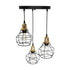 GLOBOSTAR® NOVARAY 201-0083 Vintage Κρεμαστό Φωτιστικό Οροφής με Ντουί 3 x E27 AC 220-240V IP20 - Μαύρο & Χρυσό - Μ40 x Π40 x Υ50cm