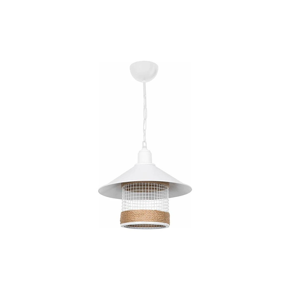 GloboStar® GLORA 201-0089 Vintage Κρεμαστό Φωτιστικό Καμπάνα Μονόφωτο 1 x E27 IP20 Λευκο Μέταλλο - Μ30 x Π30 x Υ54cm - ledmania.gr