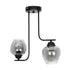 GloboStar® GLOSSA 201-0091 Vintage Φωτιστικό Οροφής Μπάλα Δίφωτο 2 x E27 IP20 Μαύρο Μέταλλο με Μαύρο Φιμέ Γυαλί - Μ40 x Π15 x Υ17cm - ledmania.gr