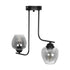 GloboStar® GLOSSA 201-0091 Vintage Φωτιστικό Οροφής Μπάλα Δίφωτο 2 x E27 IP20 Μαύρο Μέταλλο με Μαύρο Φιμέ Γυαλί - Μ40 x Π15 x Υ17cm - ledmania.gr