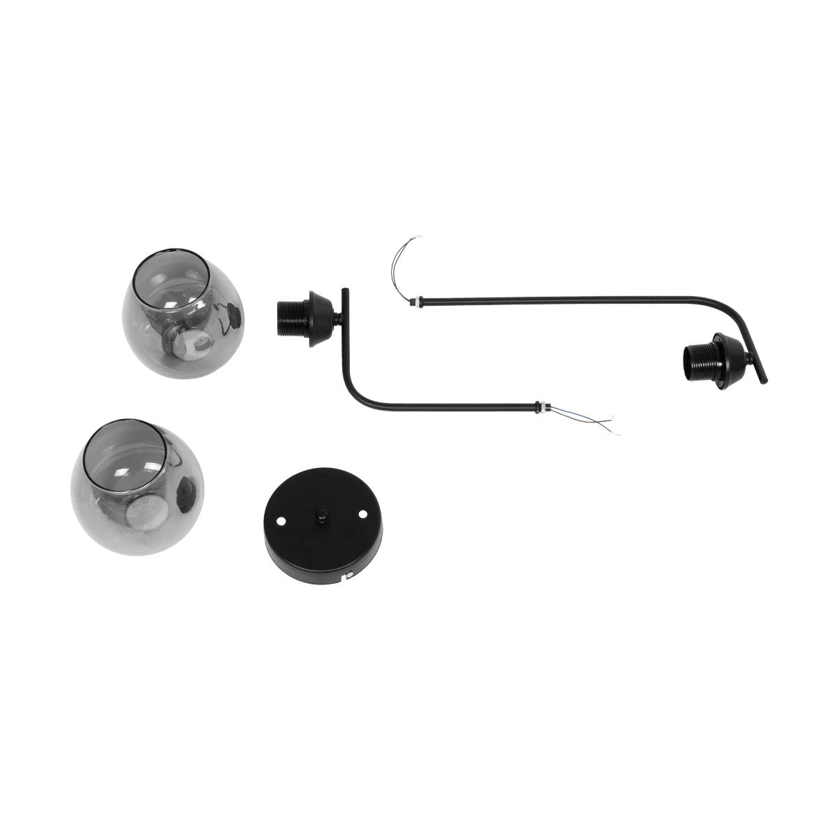 GloboStar® GLOSSA 201-0091 Vintage Φωτιστικό Οροφής Μπάλα Δίφωτο 2 x E27 IP20 Μαύρο Μέταλλο με Μαύρο Φιμέ Γυαλί - Μ40 x Π15 x Υ17cm - ledmania.gr