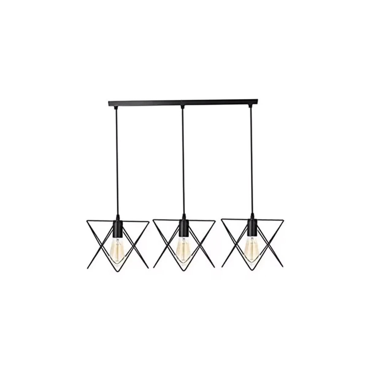 GloboStar® GLIND Vintage 201-0092 Κρεμαστό Φωτιστικό Ράγα Τρίφωτο 3 x E27 IP20 Μαύρο Μέταλλο - Μ55 x Π25 x Υ70cm - ledmania.gr