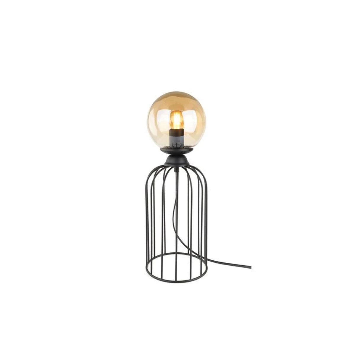GloboStar® ZENITH 201-0094 Vintage Επιτραπέζιο Φωτιστικό Μπάλα Μονόφωτο 1 x E27 IP20 Μαύρο Μέταλλο με Μελί Γυαλί - Μ16 x Π16 x Υ46cm - ledmania.gr