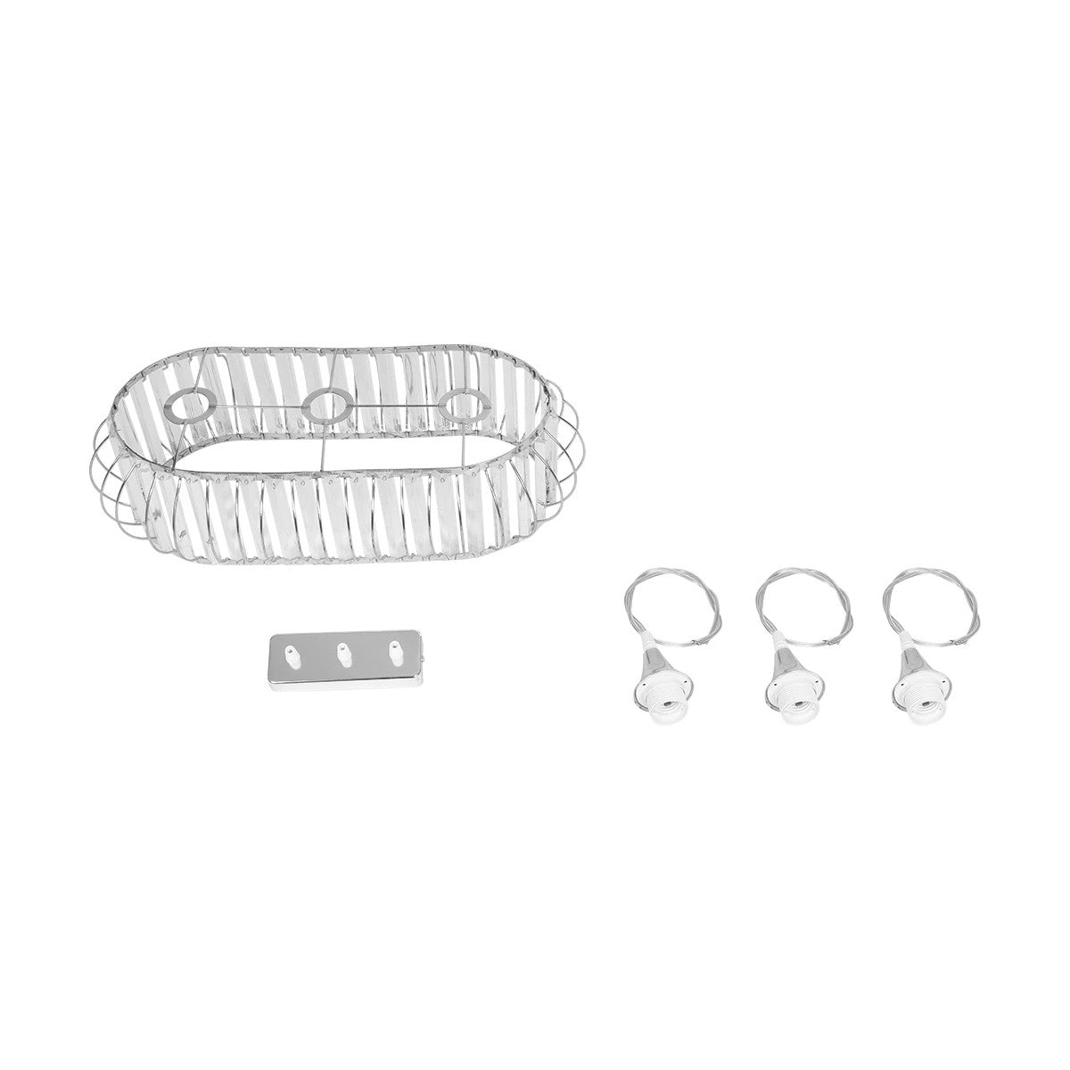 GLOBOSTAR® RAZIA 201-0101 Vintage Κρεμαστό Φωτιστικό Οροφής με Ντουί 3 x E27 AC 220-240V IP20 - Ασημί & Διάφανο - Μ60 x Π30 x Υ25cm