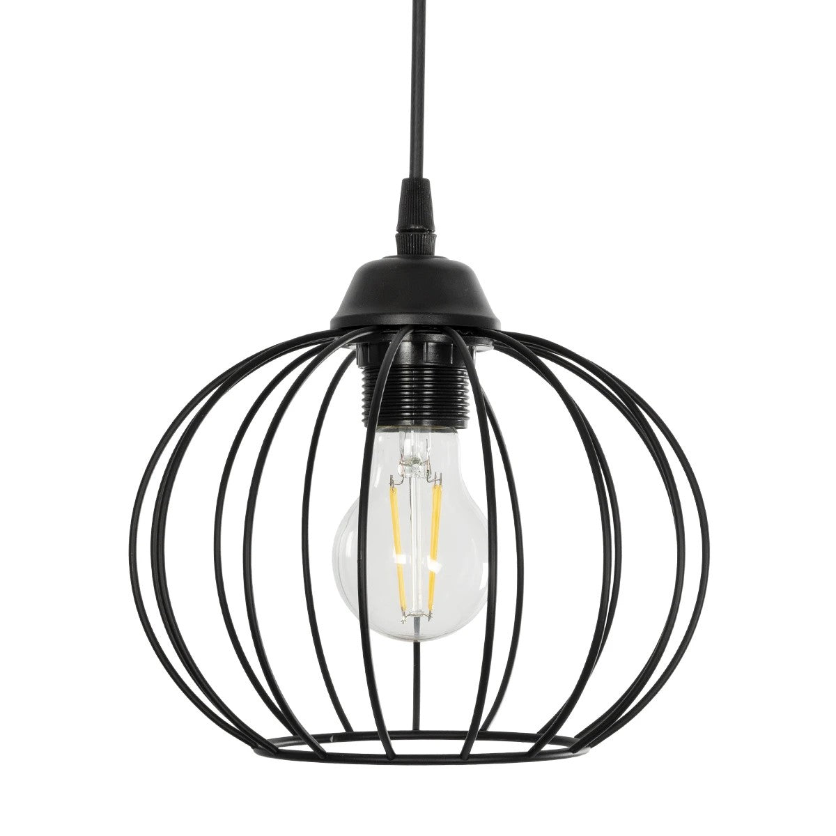 GLOBOSTAR® FLAMIA 201-0109 Vintage Κρεμαστό Φωτιστικό Οροφής με Ντουί 3 x E27 AC 220-240V IP20 - Μαύρο - Μ44 x Π44 x Υ66cm